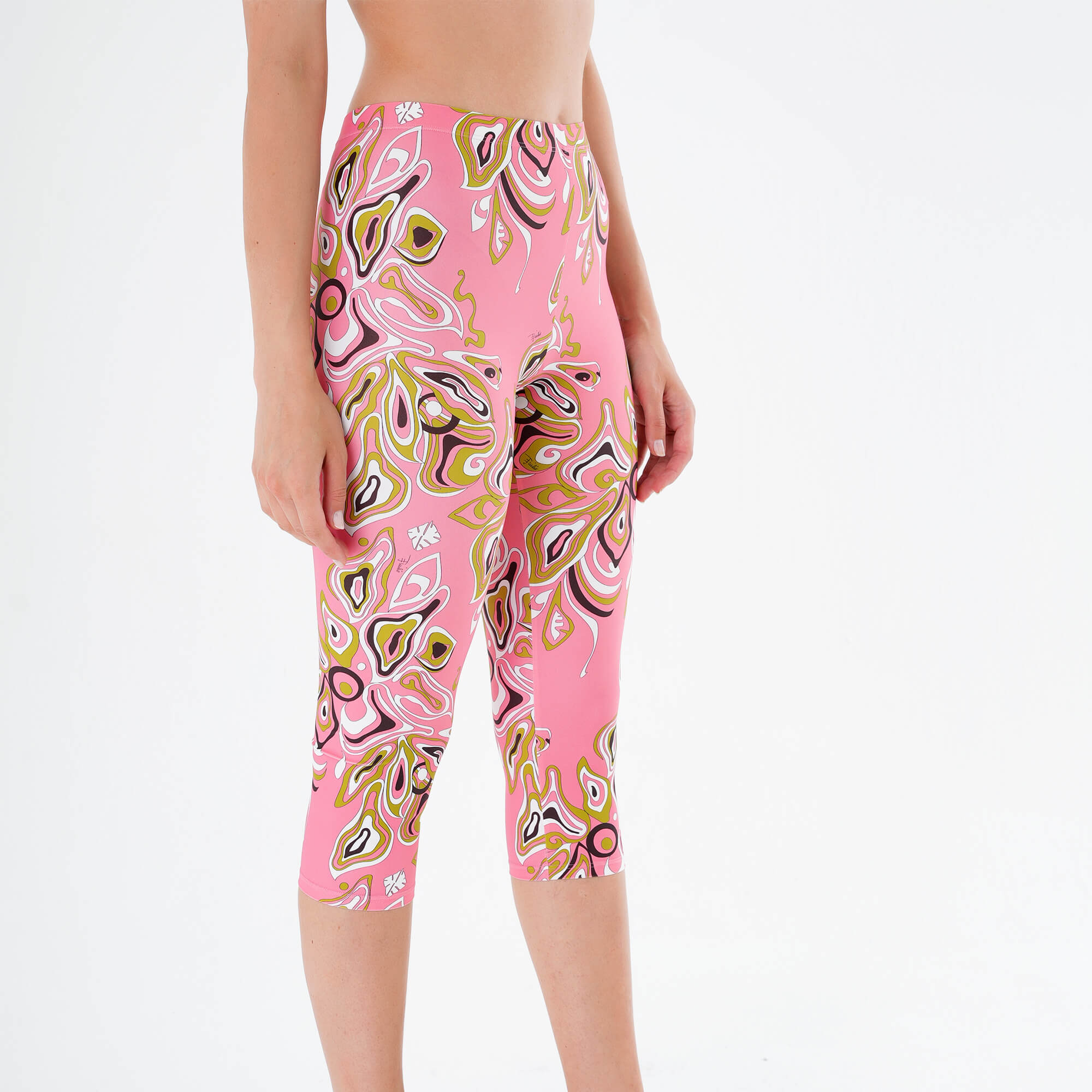 Emilio Pucci - Africana Abstract Print Cropped Leggings in Pink & Purple M